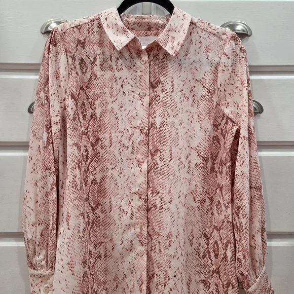 RACHEL Rachel Roy Pink Snake-Print Button-Up Blouse - Picture 2 of 6